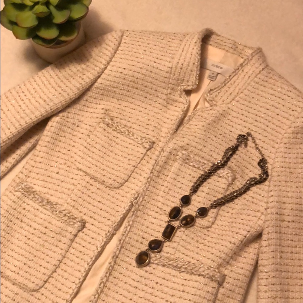 J. crew off-white jacket with metallic threading ✨